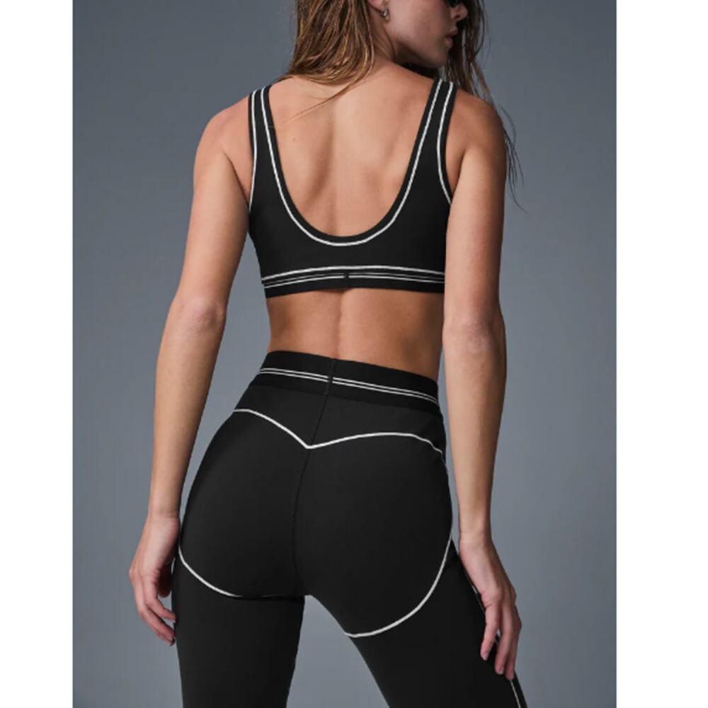 Alo Yoga Black White Airbrush Heart Throb Bra Size XXS - Picture 2 of 9
